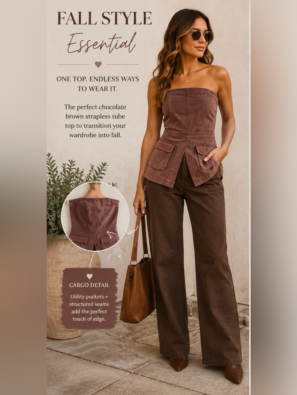 INSPR by Tezza Strapless Cargo Jumpsuit in Mauve - NWT - BRAND NEW